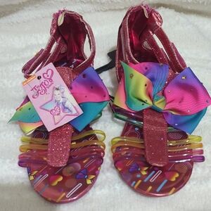 Colorful JoJo Siwa Rainbow Bow Big Girls Size 4 Sandals